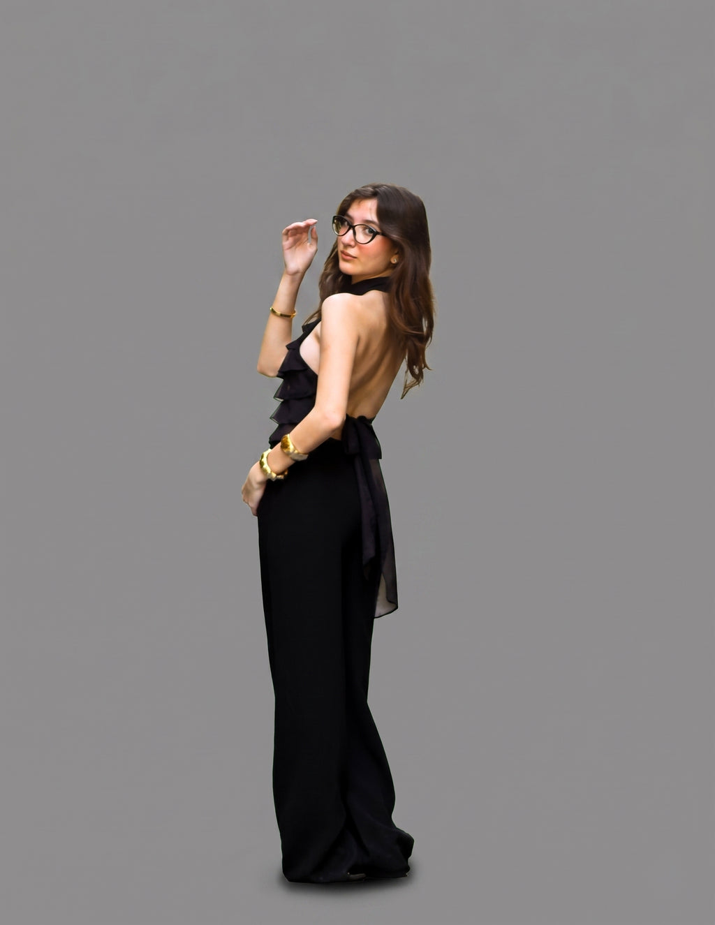 CNSRD 004 — Black Tiered Ruffle Halter