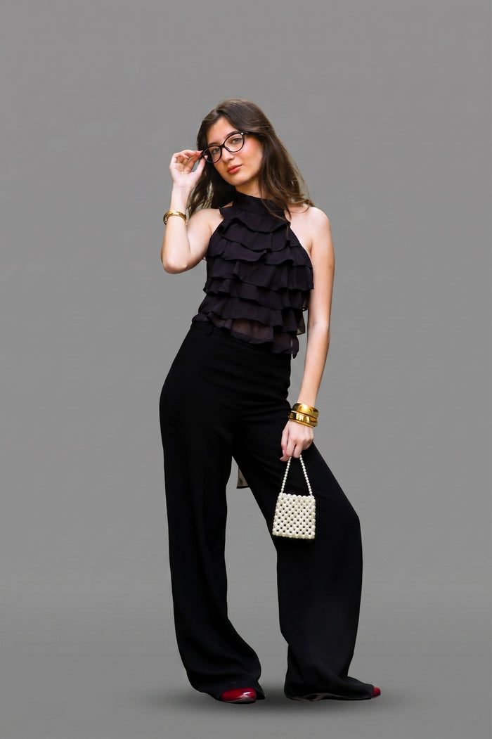 CNSRD 004 — Black Tiered Ruffle Halter