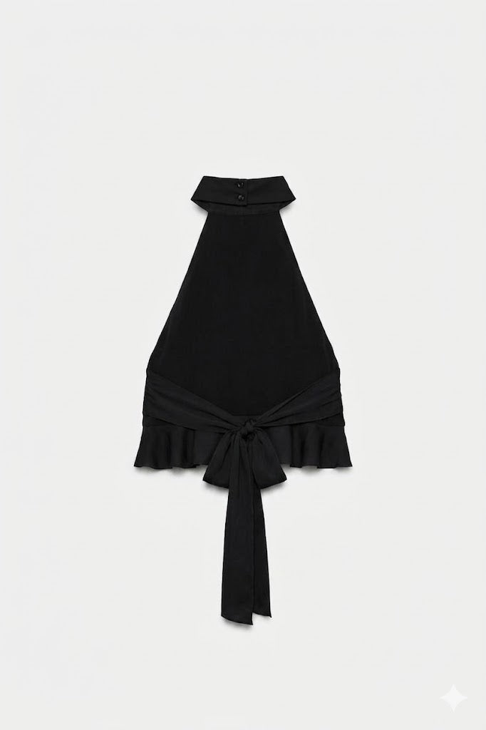 CNSRD 004 — Black Tiered Ruffle Halter