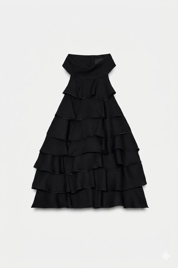 CNSRD 004 — Black Tiered Ruffle Halter
